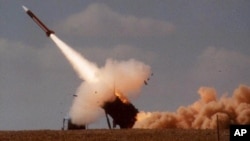 FILE - A Patriot missile is launched during an Israeli-American military exercise in southern Israel.