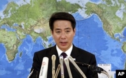 FILE - Seiji Maehara, then Japan's foreign minister, speaks during a press conference in Tokyo, March 6, 2011.