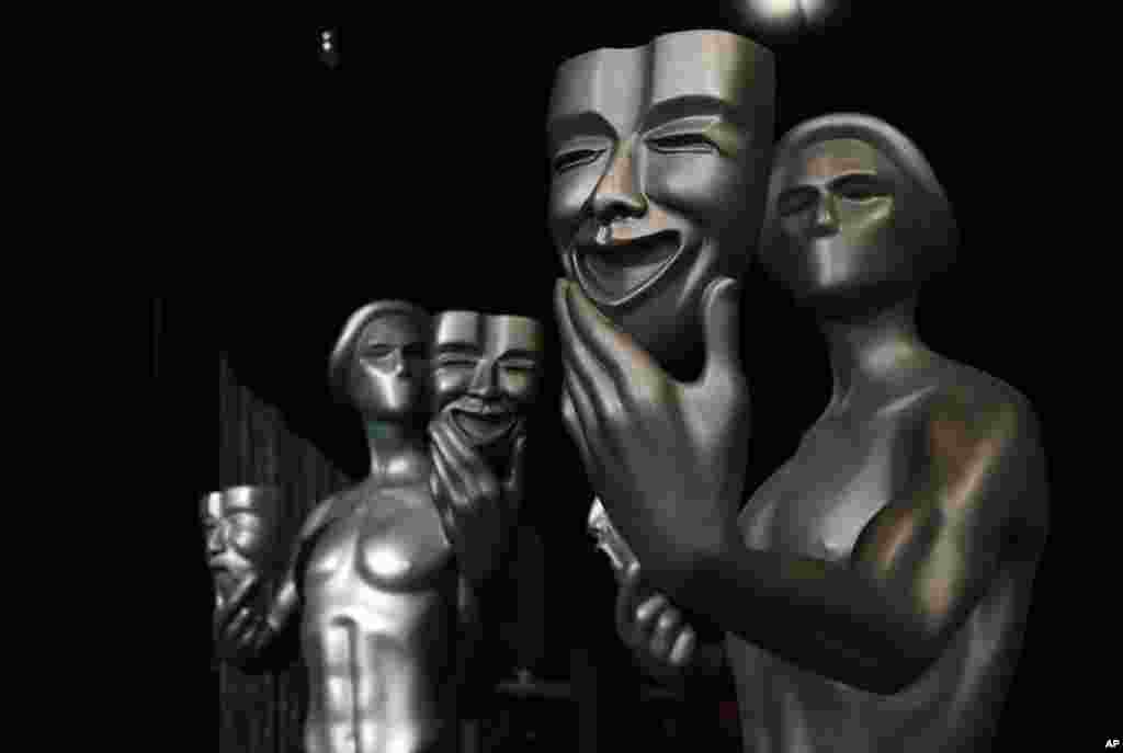 Screen Actors Guild "Actor" statues for Sunday's SAG Awards ceremony are pictured at the Shrine Auditorium, in Los Angeles.