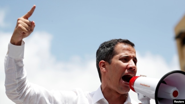 Juan Guaidó habló en un mitin contra el gobierno del presidente venezolano Nicolás Maduro en Caracas, Venezuela, 9 de marzo de 2019.