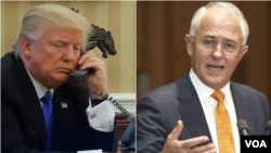 Combination photo of U.S. President DonaldTrump, left, and Australian Prime Minister Malcolm Turnbull