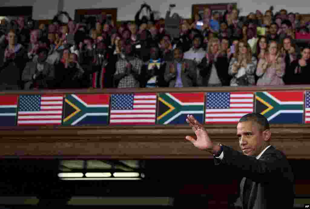 U.S. President Barack Obama speaks at the University of Cape Town Sunday, Jun. 30, 2013, in Cape Town, South Africa.