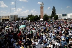 Protesta contra la decisión del gobierno mexicano de desviar agua de la presa de La Boquilla a EE.UU., en Delicias, México, el 21 de septiembre de 2020.