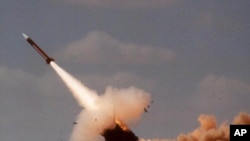 File - A Patriot missile during launch.