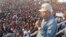 Edward Lowassa, presidential candidate of Tanzania's opposition party CHADEMA -- a coalition of four opposition political parties, popularly known in Swahili as UKAWA -- holds a campaign rally for the Oct. 25 election in Manyara, Tanzania, Sept. 25, 2015.