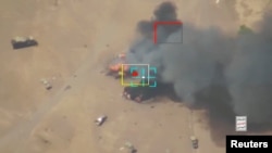 Распространенное хуситами видео ударов беспилотников.