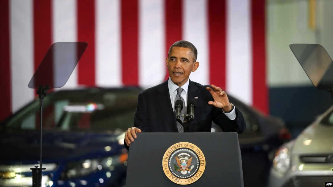 Presiden Barack Obama berpidato di Laboratorium Nasional Argonne di Argonne, Illinois (15/3).