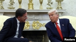 O Presidente dos EUA, Donald Trump, encontra-se com o Secretário-Geral da NATO, Rutte, na Casa Branca, em Washington, 13 de março