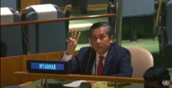 FILE - This screengrab of a handout video made available on the United Nations' YouTube channel shows Myanmar's ambassador to the U.N. Kyaw Moe Tun at an informal meeting of the U.N. General Assembly in New York, Feb. 26, 2021.
