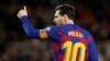 Lionel Messi merayakan gol pertama yang berhasil dicetaknya pada laga antara FC Barcelona dan Real Sociedad, Spanyol, 7 Maret 2020. (Foto: REUTERS/Albert Gea)