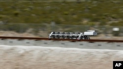 Essai d'un système de propulsion Hyperloop One à North Las Vegas, au Nevada, le 11 mai 2016.