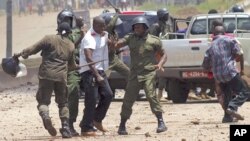 Violence has plagued previous opposition protests, like at this one in Conakry, Guinea, Sept. 27, 2011.