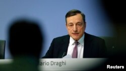 European Central Bank (ECB) President Mario Draghi holds a news conference at the ECB headquarters in Frankfurt, Germany, March 7, 2018. 