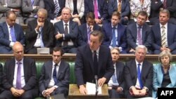 This video grab taken from footage broadcast by the U.K. Parliamentary Recording Unit (PRU), shows British Prime Minister David Cameron giving a statement in Parliament in London on June 27, 2016 following the EU referendum.