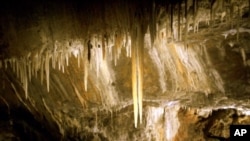 Stalactites in the commercial caves at Glenwood Caverns in Colorado