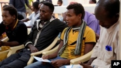 Ethiopian migrants gather at the International Organization for Migration center in the port city of Aden, Yemen, Jan. 2, 2017.