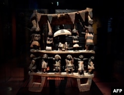 Royal Seat of the Kingdom of Dahomey from the early 19th century is pictured, on June 18, 2018 at the Quai Branly Museum-Jacques Chirac in Paris.