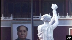 中國89民運期間矗立在天安門廣場的民主女神像(資料照片)