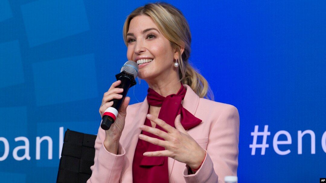 White House senior adviser Ivanka Trump speaks at the forum Taking Women-Owned Business to the Next Level, on the sidelines of the World Bank/IMF annual meetings in Washington, Oct. 14, 2017.