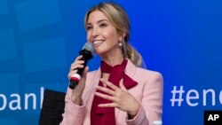 White House senior adviser Ivanka Trump speaks at the forum Taking Women-Owned Business to the Next Level, on the sidelines of the World Bank/IMF annual meetings in Washington, Oct. 14, 2017.