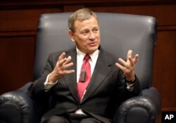 Supreme Court Chief Justice John Roberts answers questions during an appearance at Belmont University, Feb. 6, 2019, in Nashville, Tennessee.