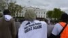 Demonstrators gathered in front of the White House in Washington D.C. to protest the ongoing war in South Sudan, April 16, 2018.