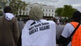 FILE - Demonstrators gathered in front of the White House in Washington D.C. to protest the ongoing war in South Sudan, April 16, 2018.