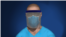 3D model of health care worker wearing face shield and mask