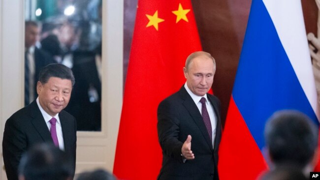 俄罗斯总统普京和中国国家主席习近平2019年6月15日在莫斯科举行会谈。