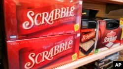 FILE - Scrabble games are displayed at a store in Palo Alto, Calif., on Feb. 9, 2009.