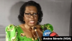 Claudine Munari, présidente de la Fédération de l'opposition congolaise, à Brazzaville, le 30 janvier 2019. (VOA/Arsène Séverin)