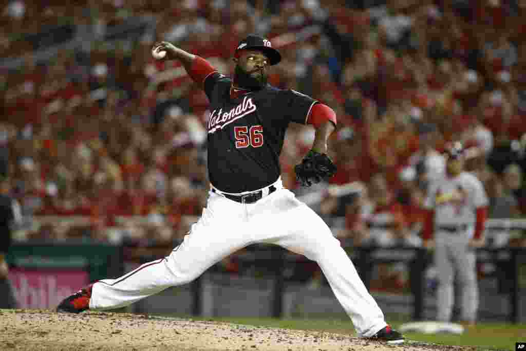 Fernando Rodney, de República Dominicana, es uno de los lanzadores destacados del equipo de Washington, los Nacionales.