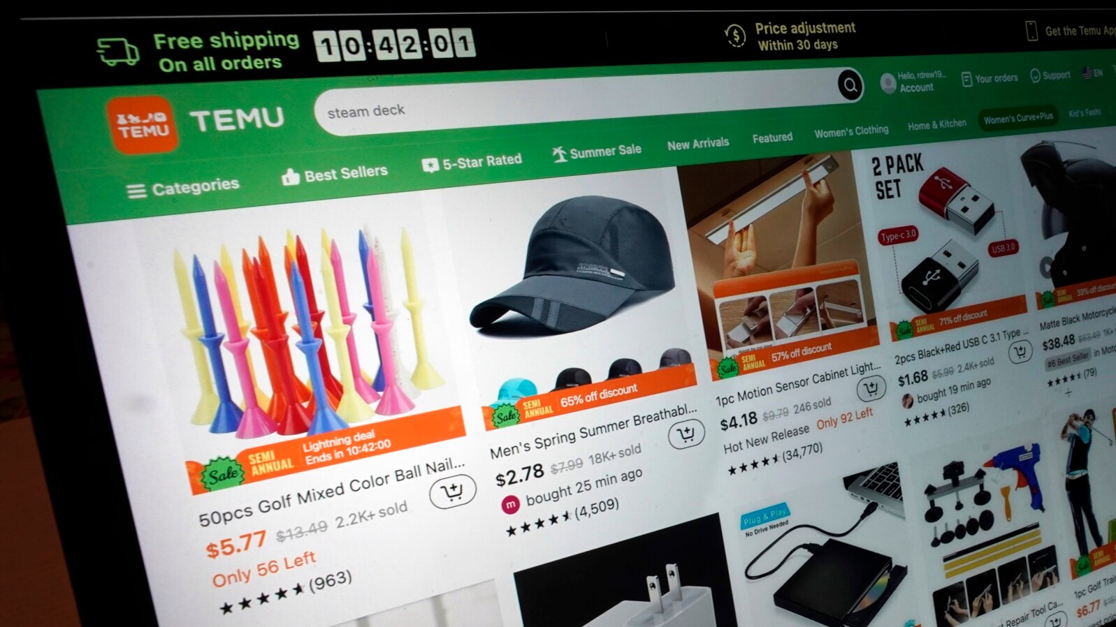 FILE - A page from the Temu website is seen, June 23, 2023, in New York. Vietnam has suspended the operations of Chinese online retailer Temu on Dec. 5, 2024, after it failed to meet a government deadline to register the company by the end of November. 