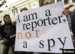 Perayaan Hari Kebebasan Pers Dunia di Tbilisi, 3 Mei 2012. (Reuters)
