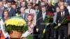 Top officials, inclduing Ukrainian President Petro Poroshenko carry attend ceremonies on August 24, 2014, marking the 23rd anniversary of Ukraine's independence from the Soviet Union.