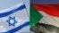 FILE - A combination of photos shows an Israeli flag, left, during a rally in Tel Aviv, Sept. 19, 2020, and a Sudanese flag during a gathering east of the capital Khartoum, June 3, 2020.