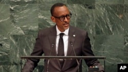FILE - Paul Kagame, President of Rwanda, speaks during the United Nations General Assembly at U.N. headquarters, Sept. 20, 2017.
