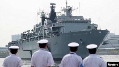 Chiến hạm HMS Albion của Hải quân Hoàng gia Anh tại bến tàu Harumi ở Tokyo, Nhật Bản, ngày 3/8/2018. REUTERS/Toru Hanai