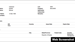 Milorad Dodik, Sanctions list, OFAC