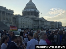 About 150-200 people gathered outside the Capitol late Wednesday to show their support of House Democrats, who continued to hold a sit-in in the House Chambers to force action on gun control legislation, June 22, 2016.