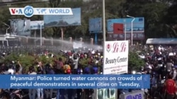 VOA60 World - Myanmar: Police turned water cannons on crowds of peaceful demonstrators in several cities