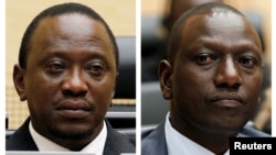 Presiden Kenya Uhuru Kenyatta (kiri) dan Wapres Kenya, William Ruto sama-sama didakwa oleh ICC dalam kasus kejahatan terhadap kemanusiaan di Kenya (foto: dok). 