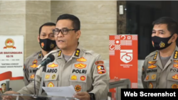 Kepala Divisi Humas Polri Argo Yuwono mengatakan Bareskrim Polri saat menggelar konferensi pers online pada Kamis, 6 Agustus 2020. (Foto: screenshoot)