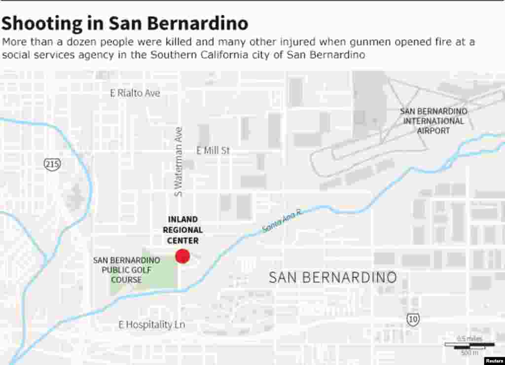 The shootings took place at the Inland Regional Center, a facility for people with developmental disabilities.