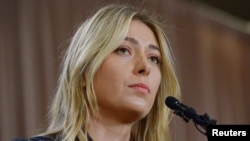 Maria Sharapova announces that she failed a drug test after the Australian Open, during a news conference in Los Angeles, March 7, 2016.