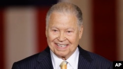 Former Sen. Edward Brooke speaks on Capitol Hill in Washington during a ceremony in which he received the Congressional Gold Medal, Oct. 28, 2009.
