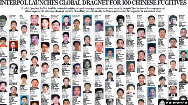 中国公布100名涉嫌经济犯罪外逃人员全球通缉名单(英文)
