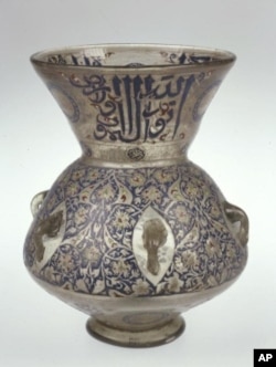 Egypt or Syria, Mosque Lamp, c. 1354–61, enameled and gilded glass