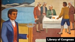 The mural "Benjamin Banneker: Surveyor-Inventor-Astronomer" is at the Recorder of Deeds building in Washington, D.C. Photograph taken by Carol M. Highsmith.