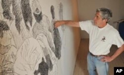 Tony Ortega works on a project at the Boulder Museum of Contemporary Art.